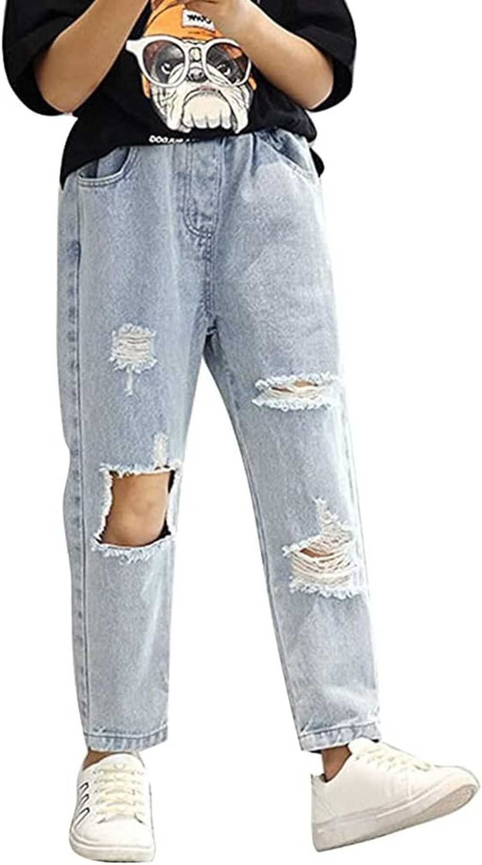 Amazon.com: AMEBELLE Ripped Jeans for Teen Girls Elastic Waist ...