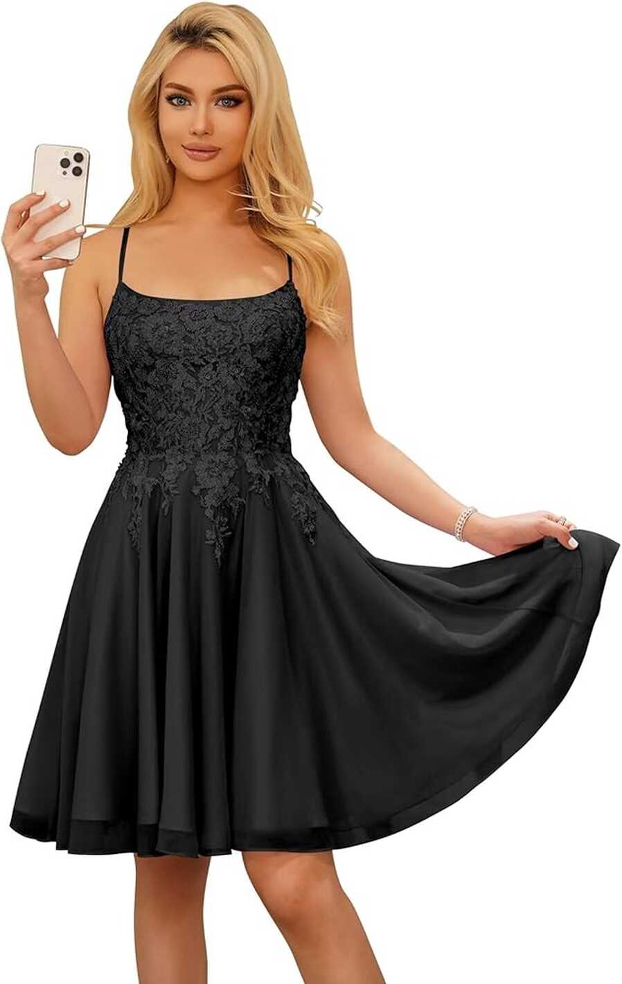 Amazon.com: BEAUTFOR Sexy Lace Appliqued Chiffon Homecoming ...