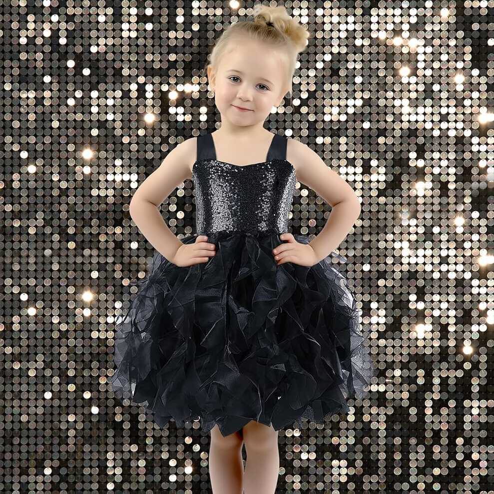 Amazon.com: Black Tutu Dress for Girls Sequin Tulle Dress for ...