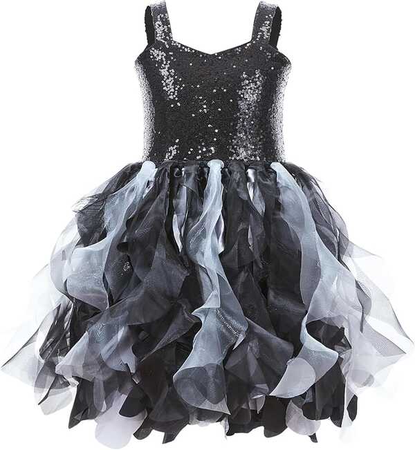 Amazon.com: Black Tutu Dress for Girls Sparkly Sequin Tulle ...