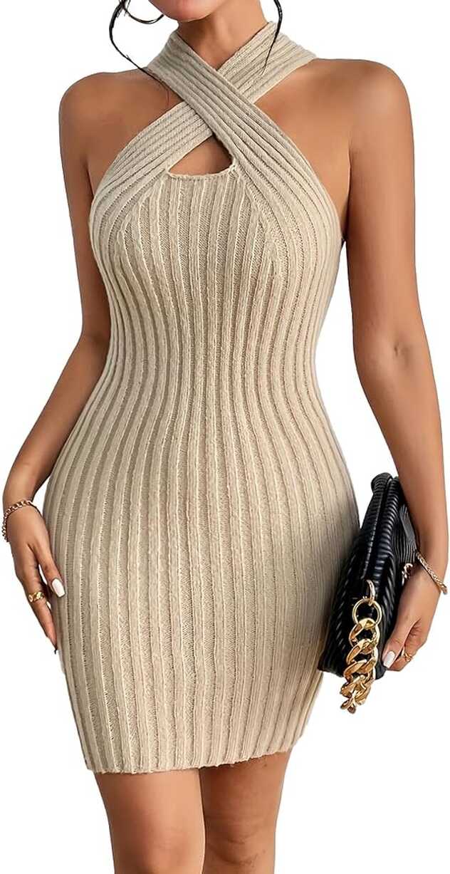 Amazon.com: Cross Sexy Tight Dress Club Party Casual Personality ...