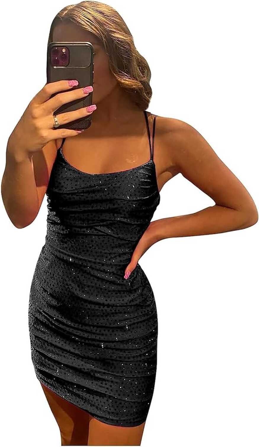 Amazon.com: DEOTTEI Satin Black Homecoming Dress for Juniors ...