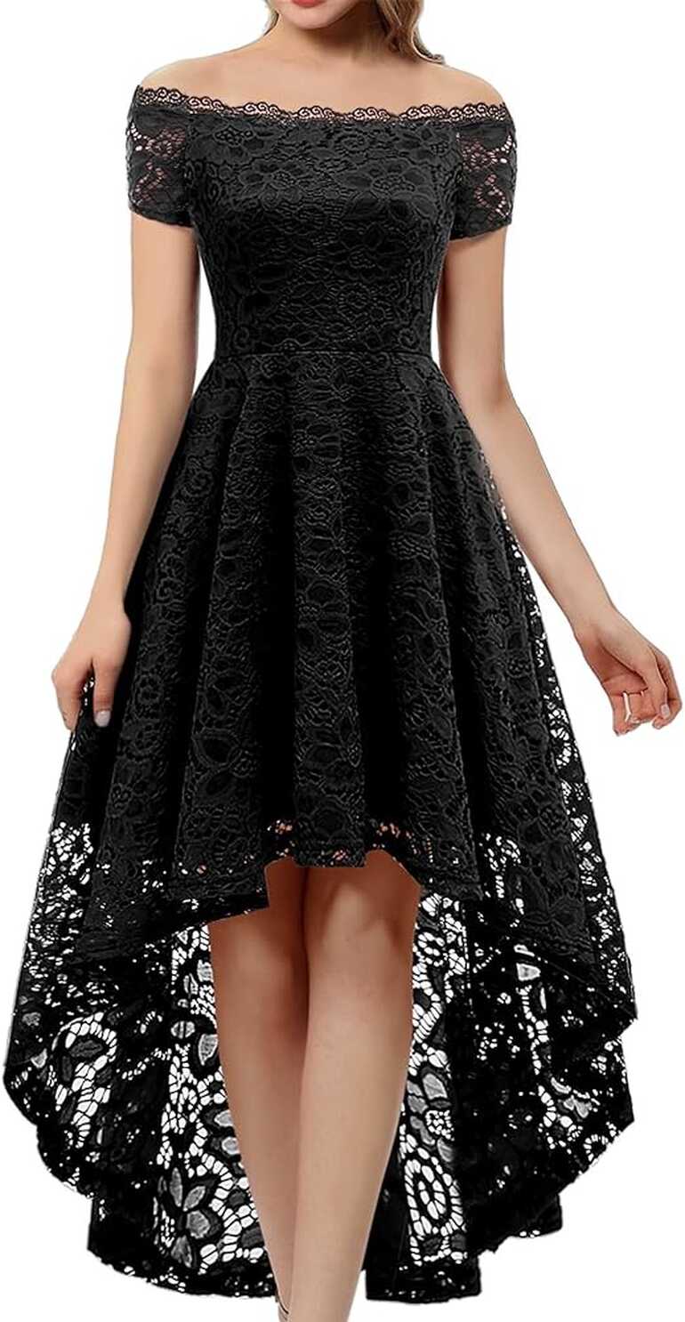 Amazon.com: Dressystar Women&#39;s Lace Cocktail Dress Hi-Lo Off ...