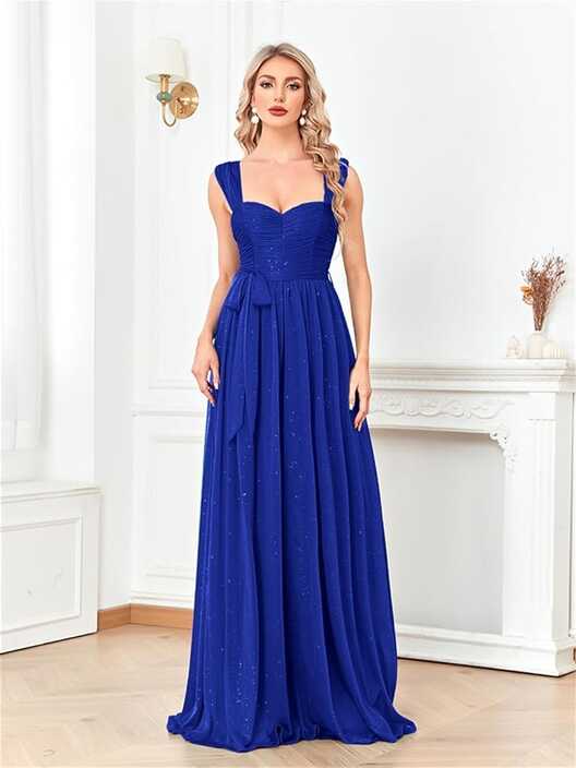 Amazon.com: Elegant Royal Blue Shining Long Evening Dress Slit ...