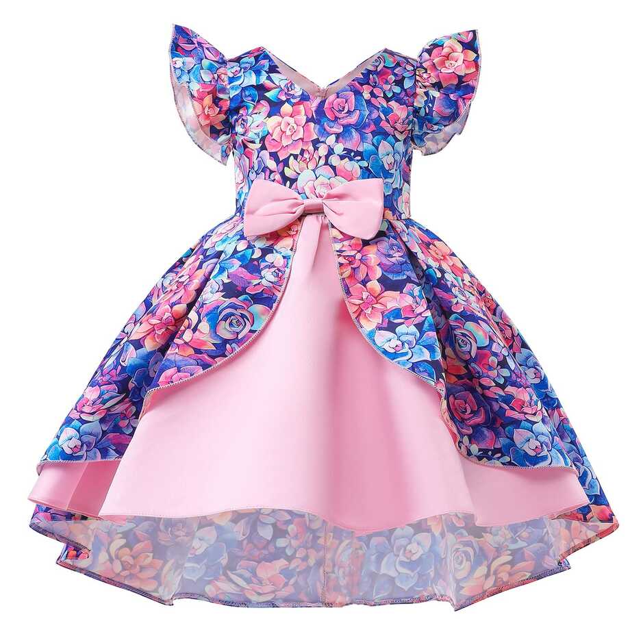 Amazon.com: Fir and Flare Dress Child Girls Fly Sleeve Pageant ...