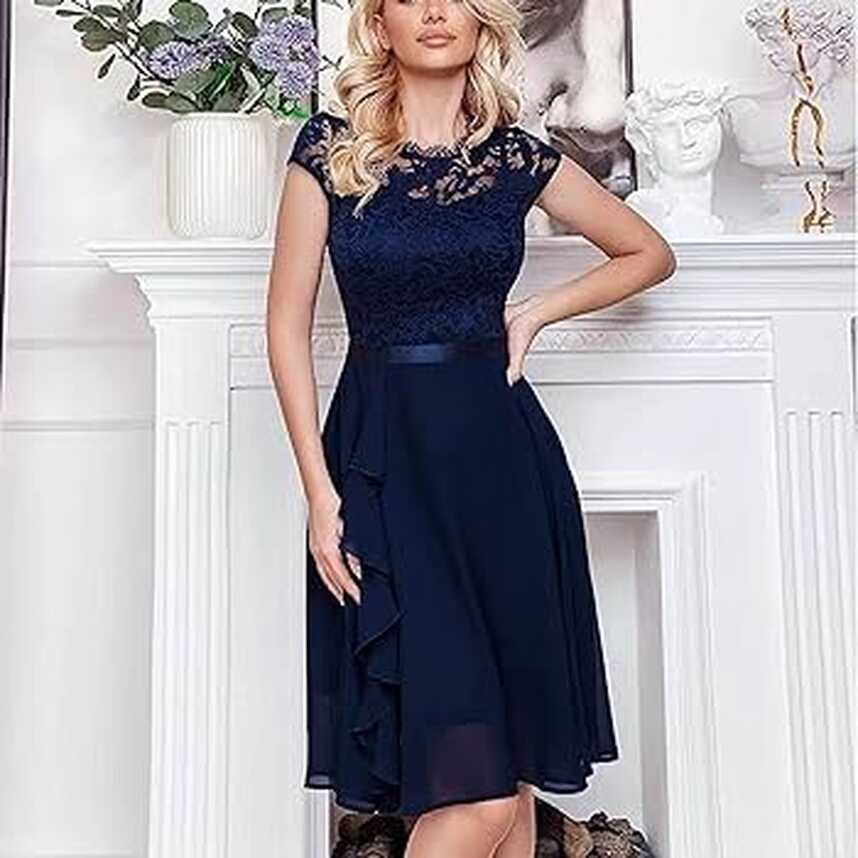 Amazon.com: Freizeitkleid Damen Vintage Sommerkleid Midikleid ...