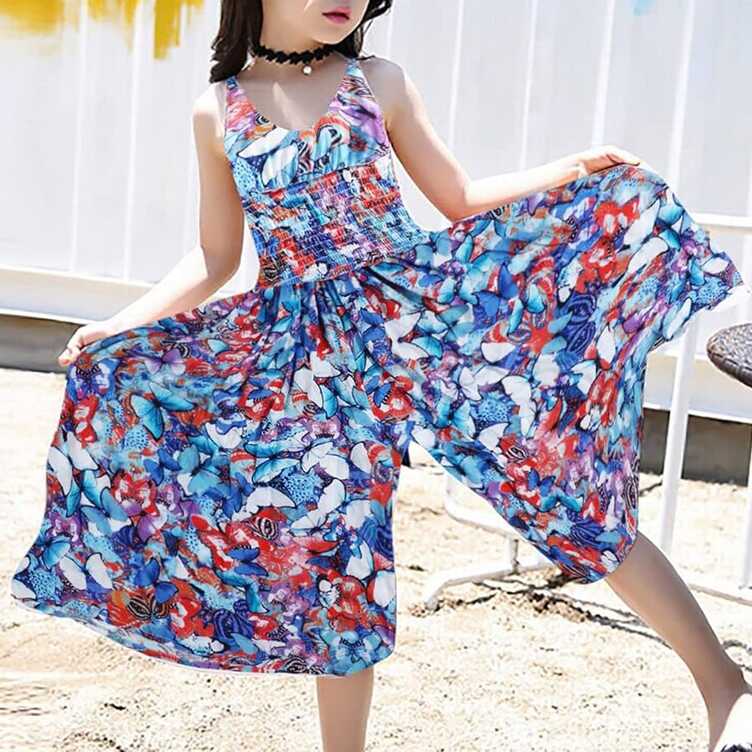 Amazon.com: Girl Dress Size 16 Summer Chiffon Foreign Style ...