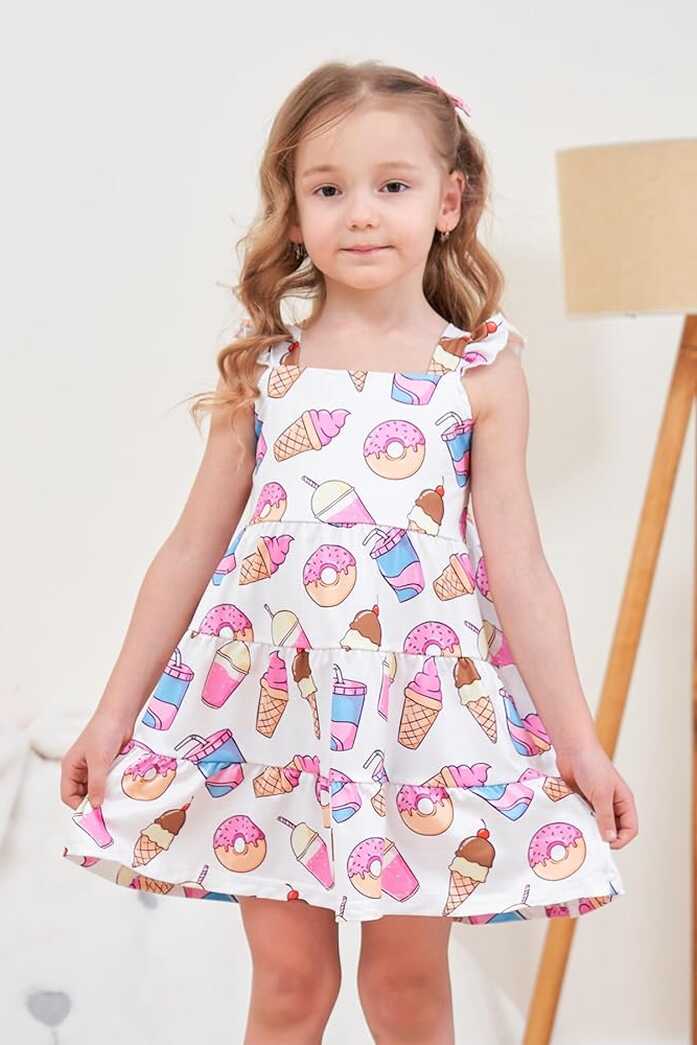 Amazon.com: Girls Dress Ice Cream Toddler Girl Summer Outfits Kids ...