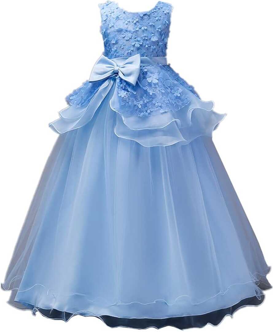 Amazon.com: Girls Elegant Sleeveless Sequin Puffy Bow Knot Wedding ...