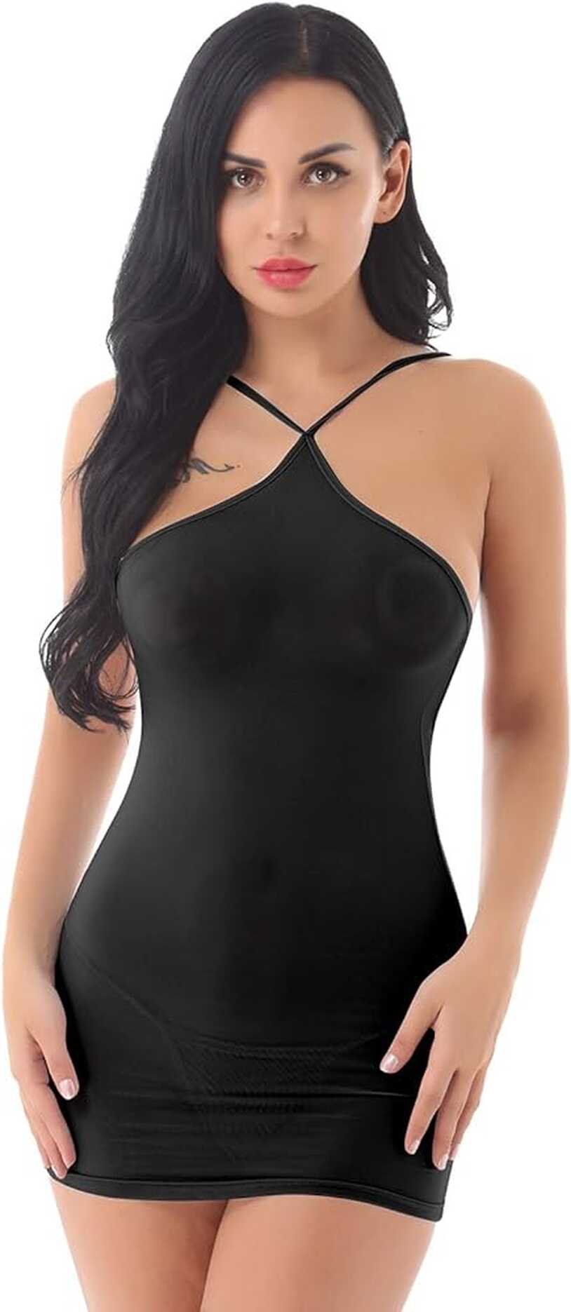 Amazon.com: Hedmy Women&#39;s One Piece Transparent Sheer Strapless ...