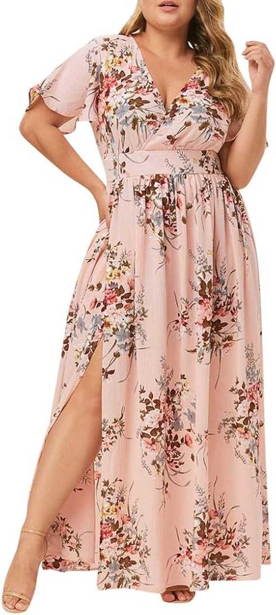 Amazon.com: Howley Plus Size Casual Dress Women Boho Floral ...