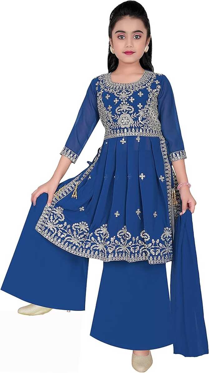 Amazon.com: Indian Girls Party wear Kurta Plazzao Dress, Ethnic ...