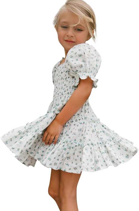 Amazon.com: Kids Little Girls Summer Short Sleeve Floral Backless ...