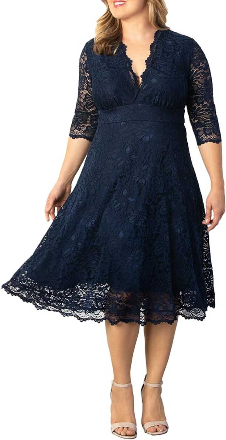 Amazon.com: Kiyonna Women&#39;s Plus Size Mademoiselle Lace Dress, A ...