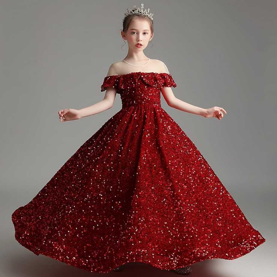 Amazon.com: Koeride Sequin Pageant Gowns Sparkly Ball Gown Flower ...