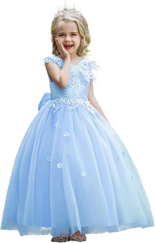 Amazon.com: LOLANTA Kids Ball Gown Dresses for Girls Crew Neck ...