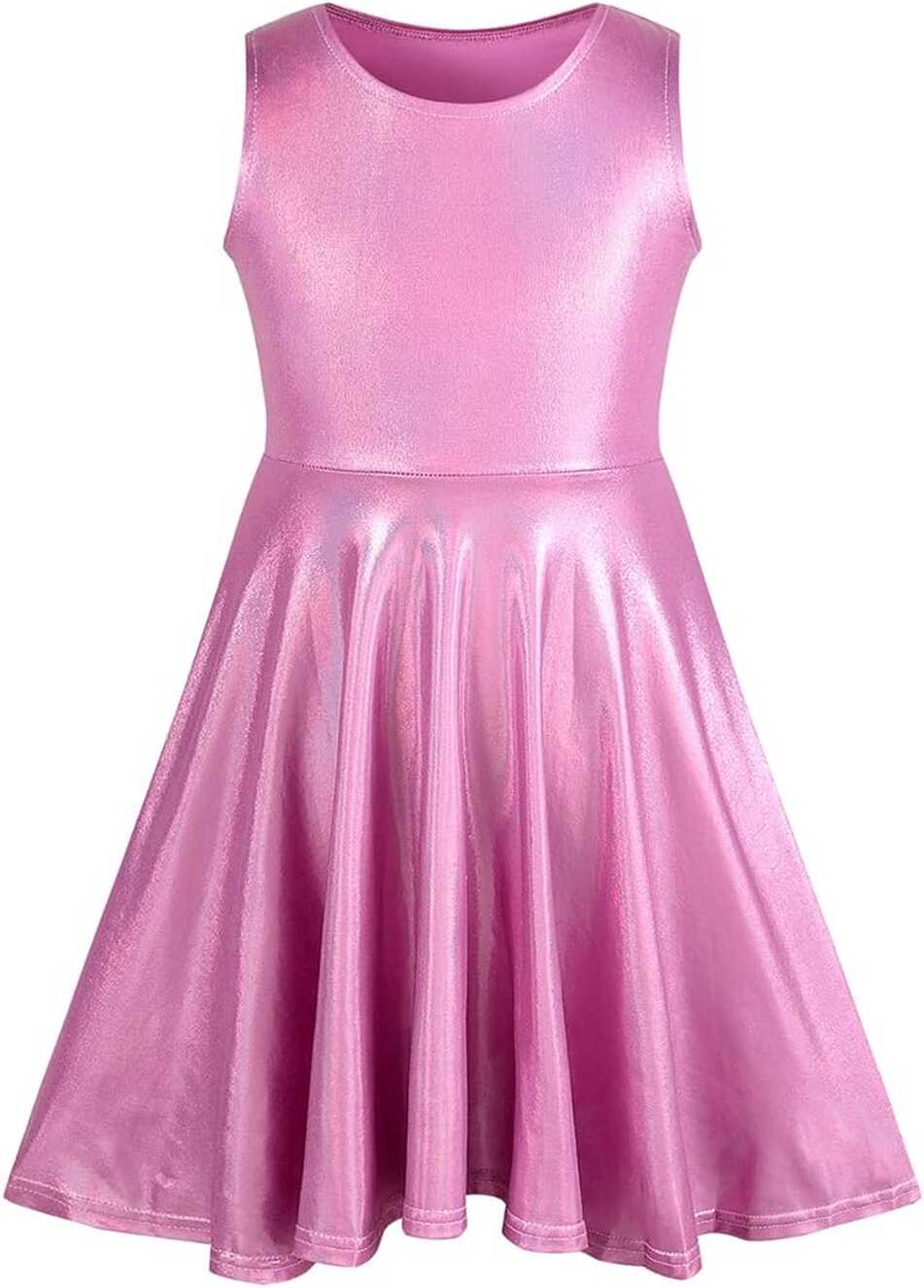 Amazon.com: LUCKYGAL Pink Metallic Dresses for Girls Sparkly Shiny ...