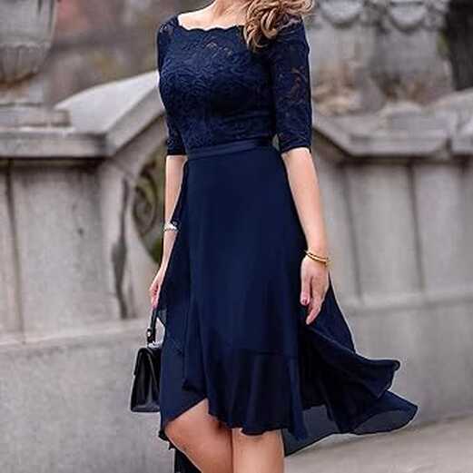 Amazon.com: Lace Cocktail Dress for Women Bridesmaid Off The ...