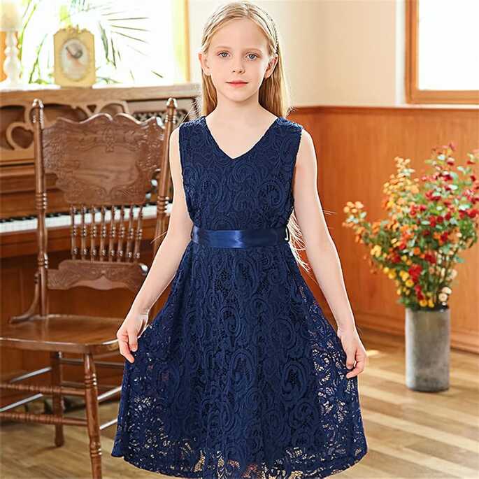 Amazon.com: Lace Wedding Dress for Toddler Girls Size 5 6 Elegant ...