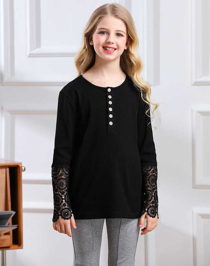 Amazon.com: Limerose Girls Long Sleeve Basic Tee Kids Tunic Tops ...