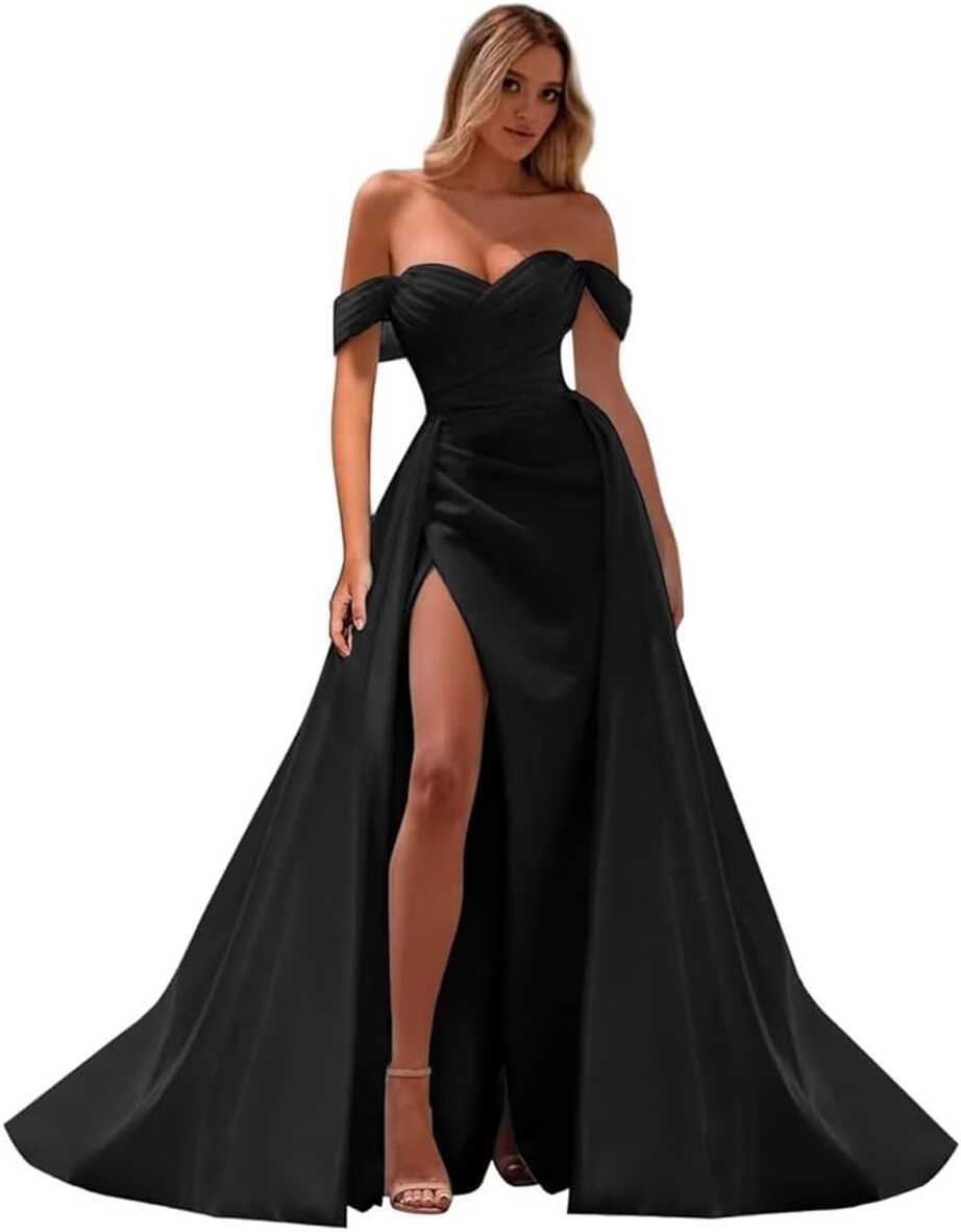 Amazon.com: Mermaid Black Prom Dresses for Teens Long Off The ...