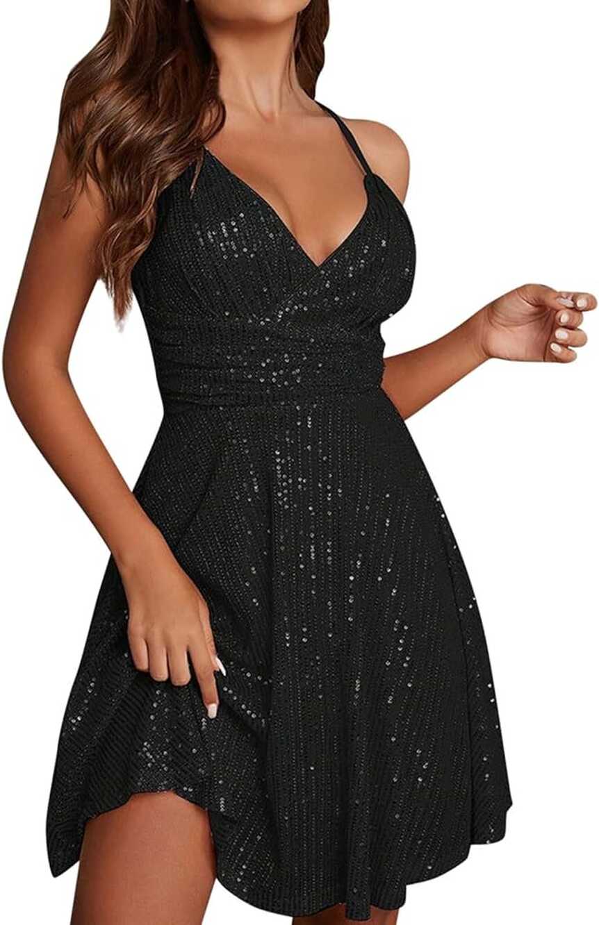 Amazon.com: Midi Evening Dresses for Women Formal Sparkly Sequin ...