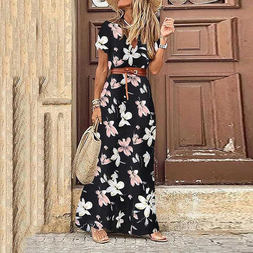 Amazon.com: OPHPY Summer Dresses for Women 2024,Womens Floral Maxi ...