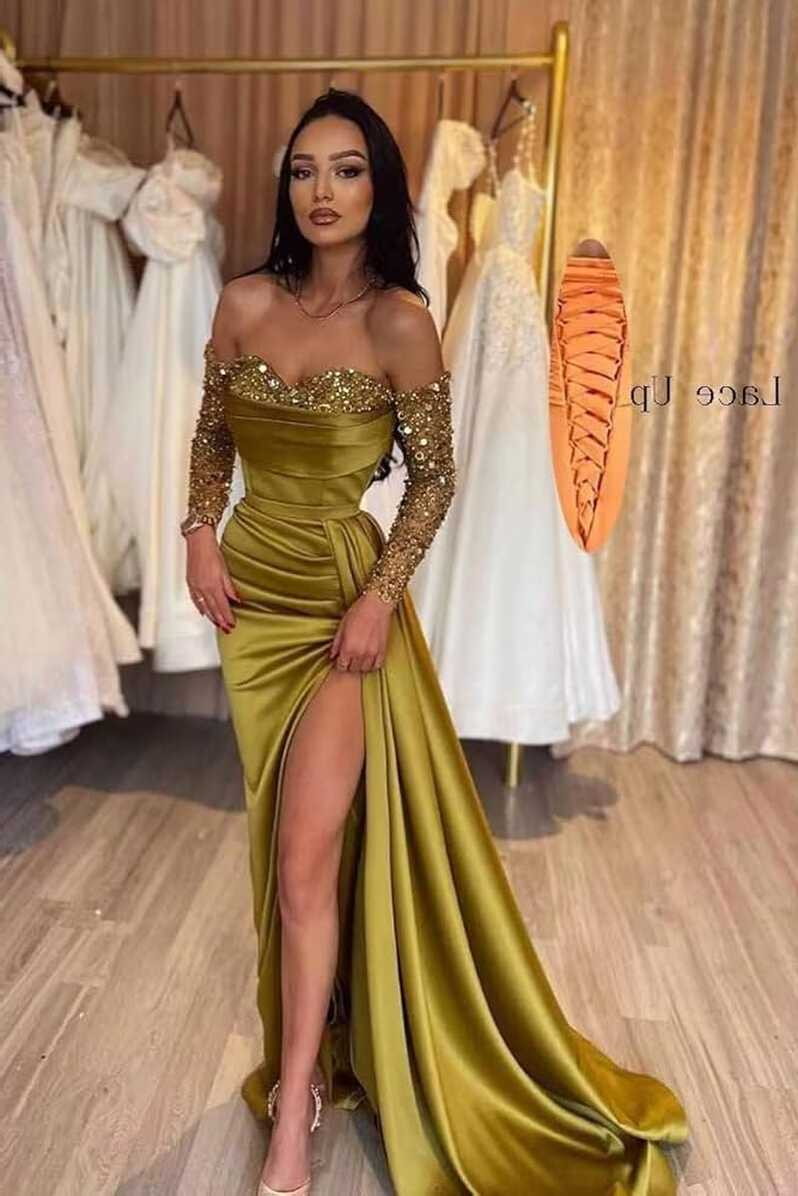 Amazon.com: Off The Shoulder Sequin Mermaid Evening Dresses for ...