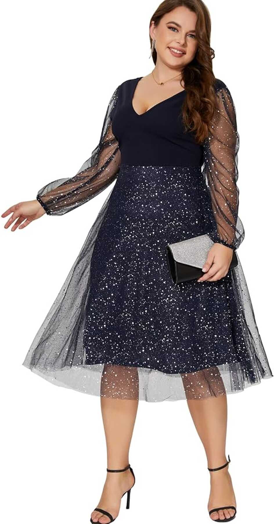 Amazon.com: Parara Plus Size Mesh Cocktail Evening Party Dress for ...