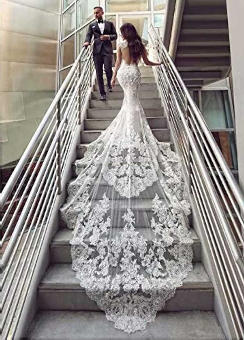 Amazon.com: Plus Size Chapel Train Wedding Gowns 2020 for Bride ...