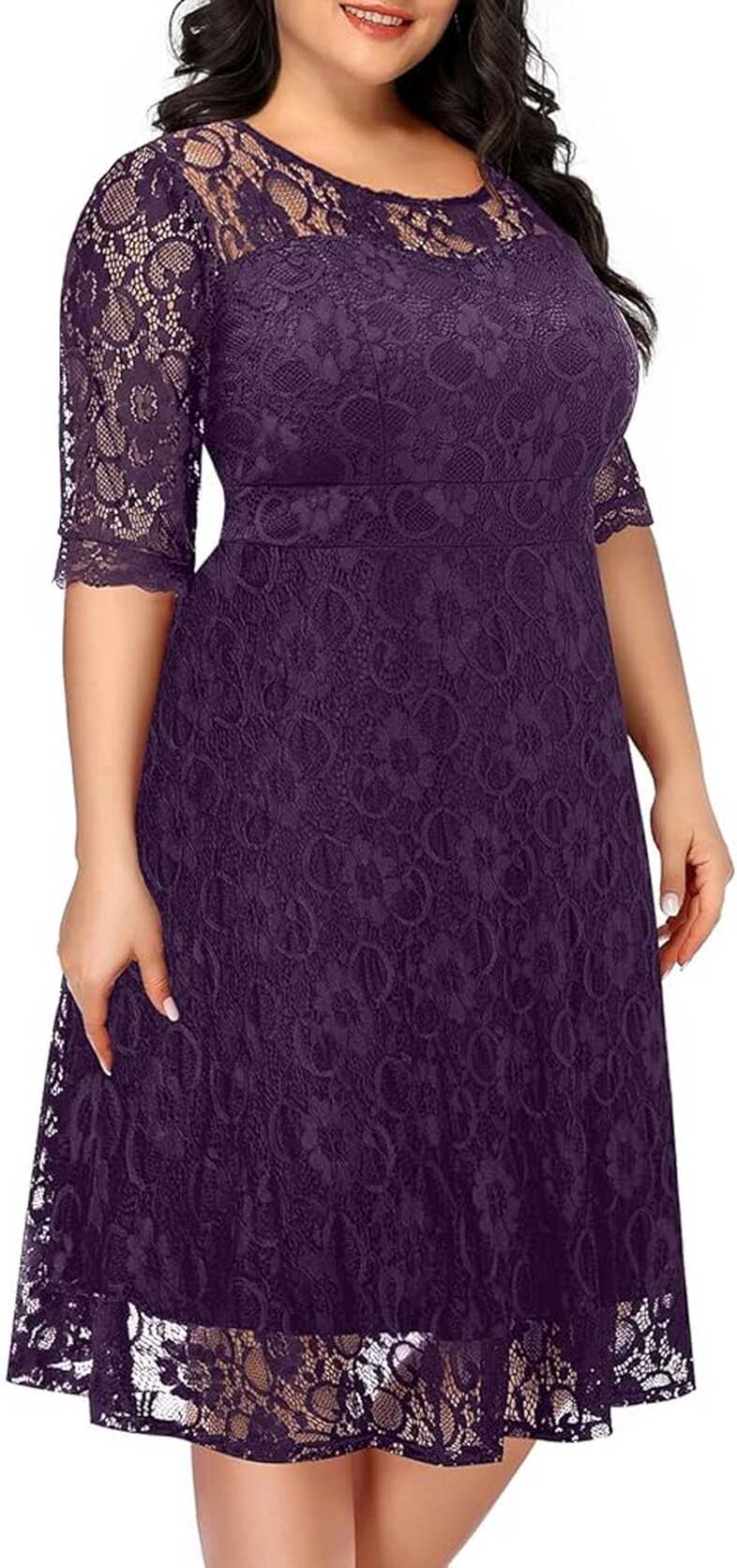 Amazon.com: Plus Size Dresses for Wedding Guest Purple Cocktail ...