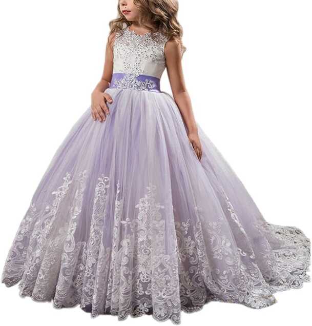 Amazon.com: Princess Lilac Long Girls Pageant Dresses Kids Prom ...