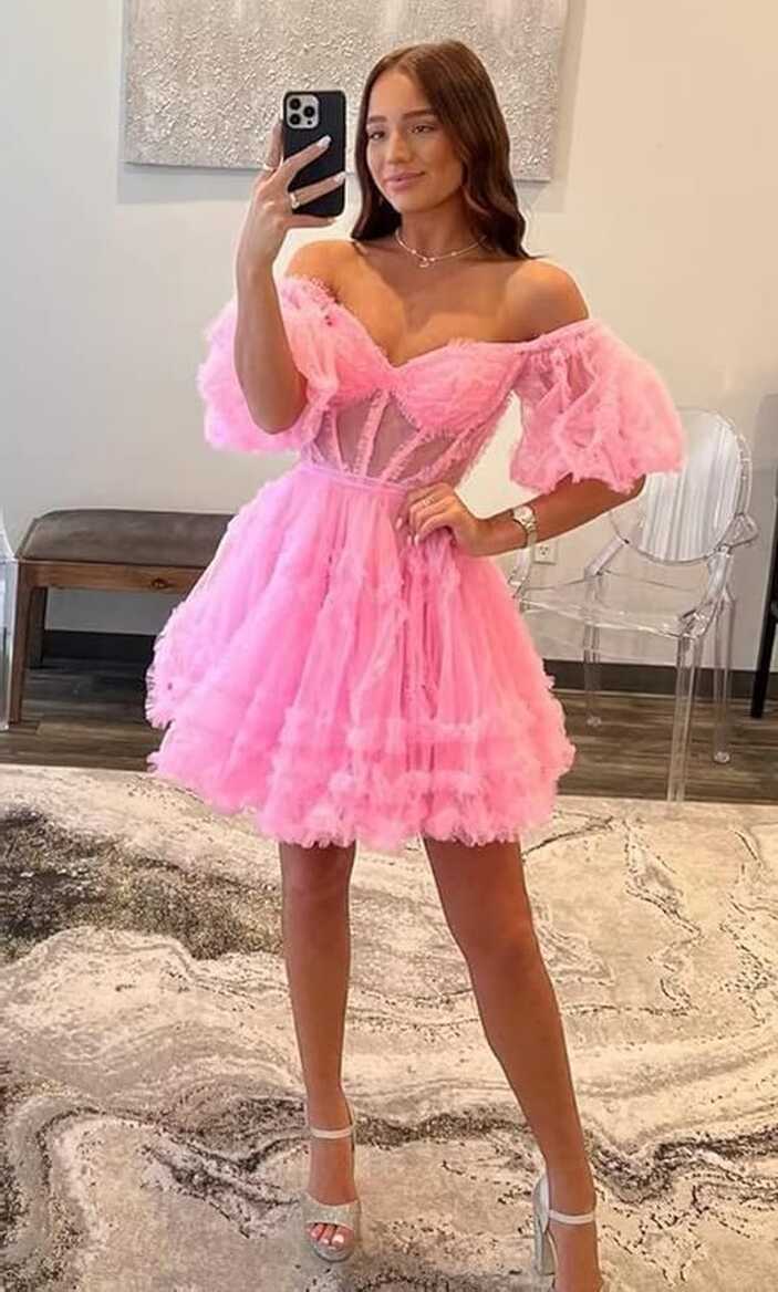 Amazon.com: Puffy Tulle Homecoming Dresses Short Prom Dress Ballon ...