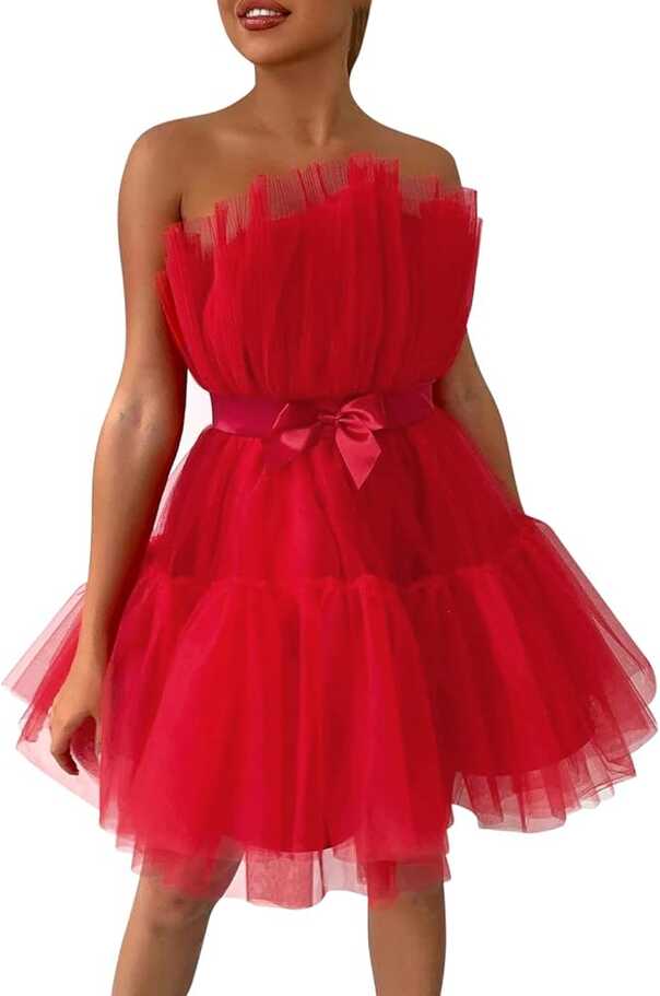 Amazon.com: Qwent Cocktail Party Dress Women Short Puffy Prom ...