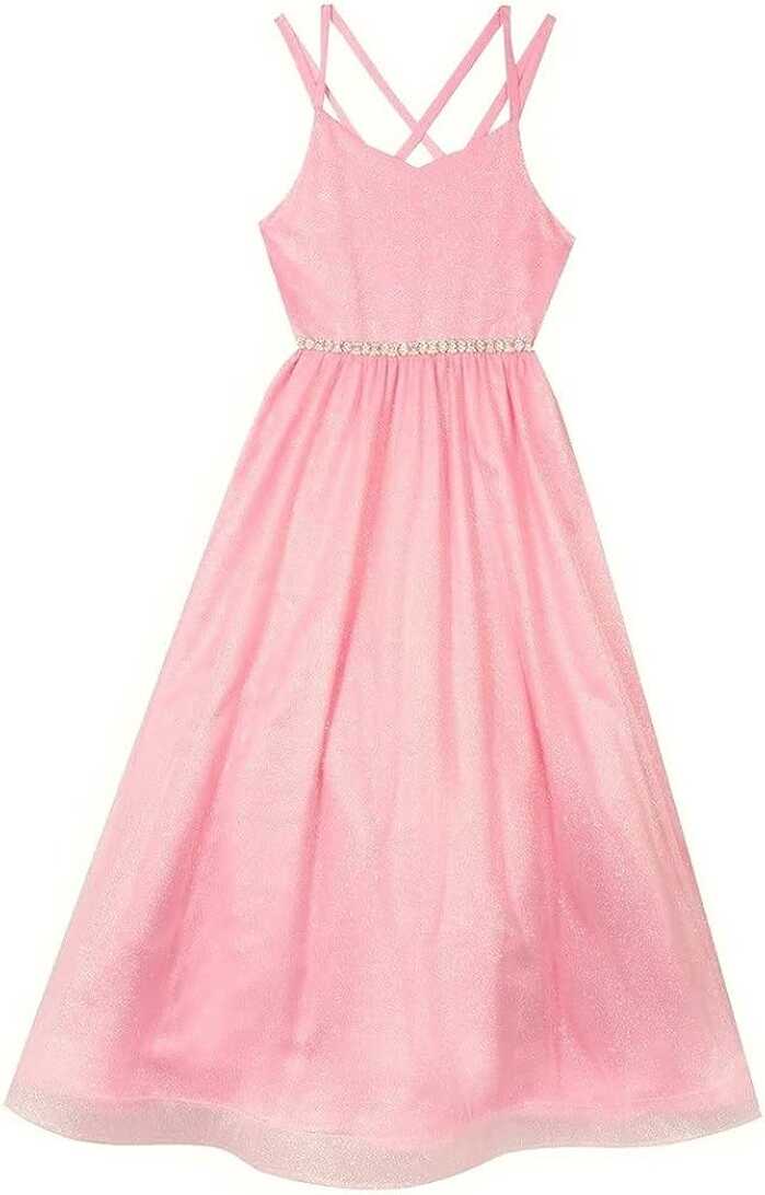 Amazon.com: Rare Editions Girls 7-16 Pink Metallic Mesh Satin ...