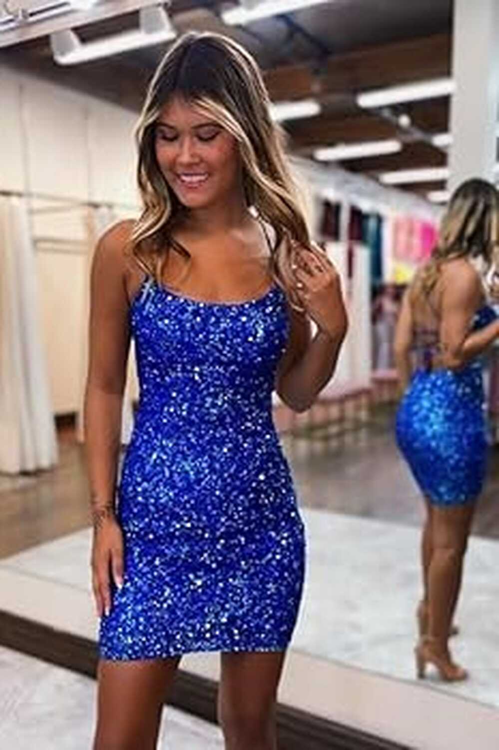 Amazon.com: Sequin Homecoming Dresses for Teens Short Tight ...