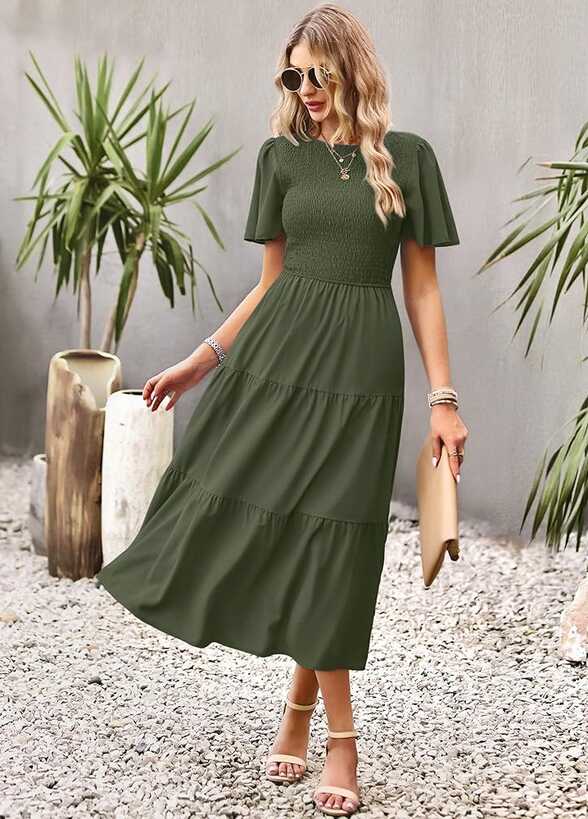 Amazon.com: Summer Dresses for Women 2024 Casual Midi Dress with ...