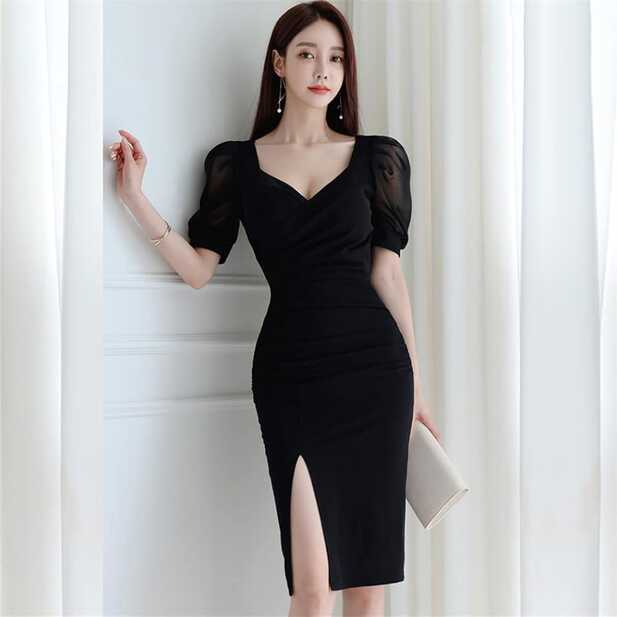 Amazon.com: TEWINUH Women Black Elegant Office Lady Dress Summer ...