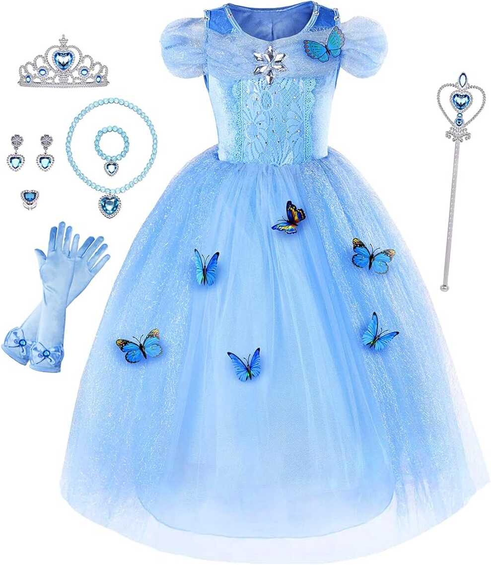 Amazon.com: TSIZFXI Princess Cinderella Dresses For Girls Dress Up ...