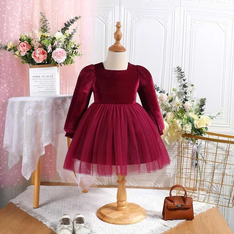 Amazon.com: Toddler Baby Girls Christmas Velvet Dress Long Sleeve ...