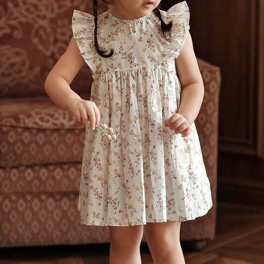 Amazon.com: Toddler Girls Cute Floral Pattern Dress Flutter Sleeve ...