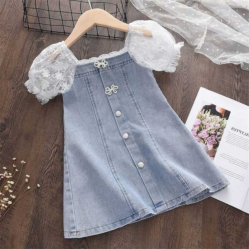 Amazon.com: Toddler Kids Baby Girls Puff Sleeve Lace Mesh Dress ...