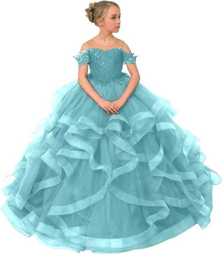 Amazon.com: Tulle Princess Celebration Prom Dresses Sparkly Girls ...