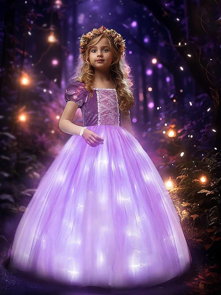 Amazon.com: UPORPOR Light Up Purple Princess Dress Costumes for ...