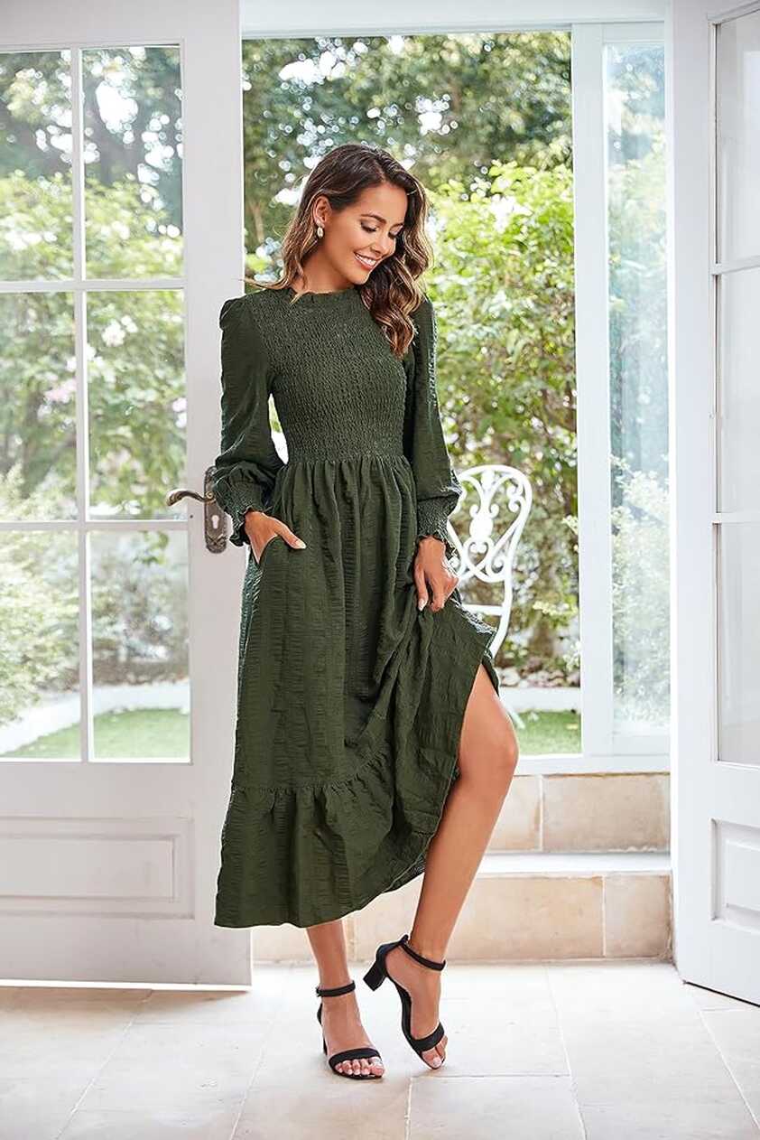 Amazon.com: VintageClothing Women&#39;s 2023 Casual Fall Midi Dresses ...