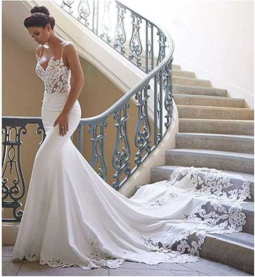 Amazon.com: WeddingDazzle Women&#39;s Elegant Mermaid Bridal Gowns Off ...