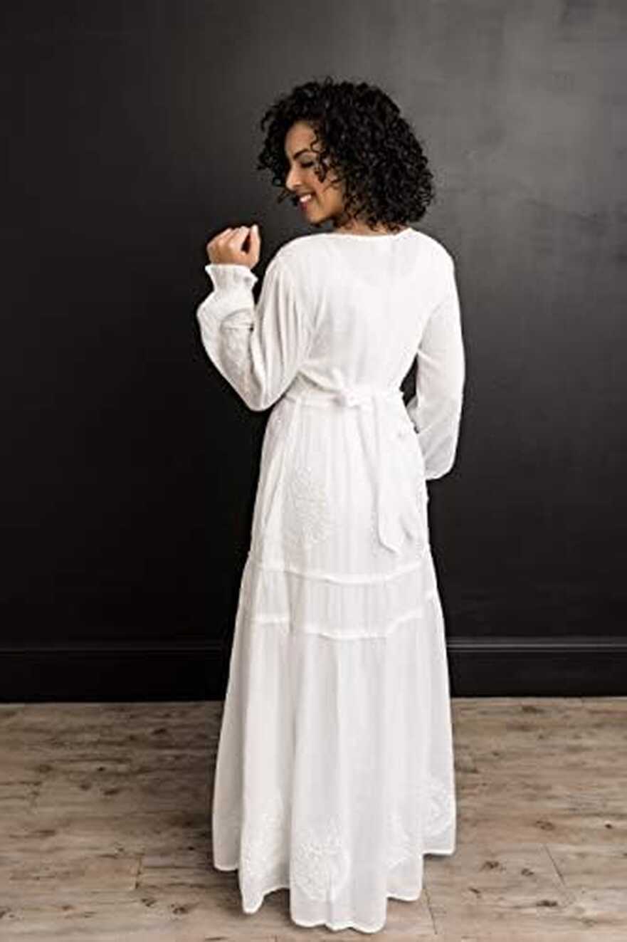 Amazon.com: White Elegance Women&#39;s Modest White Full Length Long ...