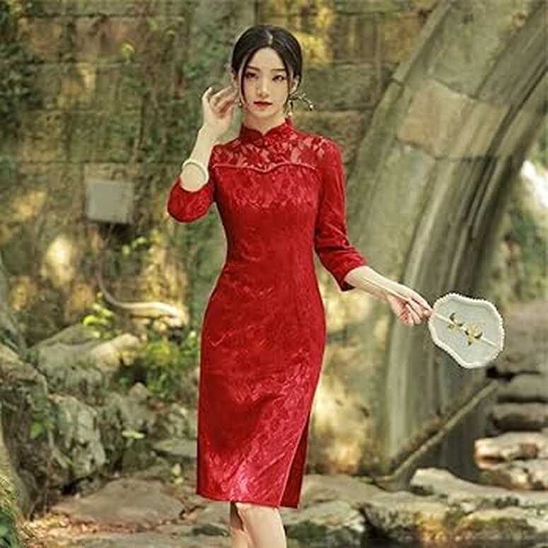 Amazon.com: Women&#39;s Chinese Cheongsam Dress - Modern Elegant ...