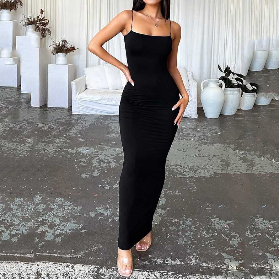 Amazon.com: Women&#39;s Spaghetti Strap Bodycon Maxi Dress 2023 Summer ...