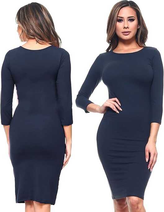 Amazon.com: Women Cocktail Party Bodycon Dress Casual 3/4 Long ...